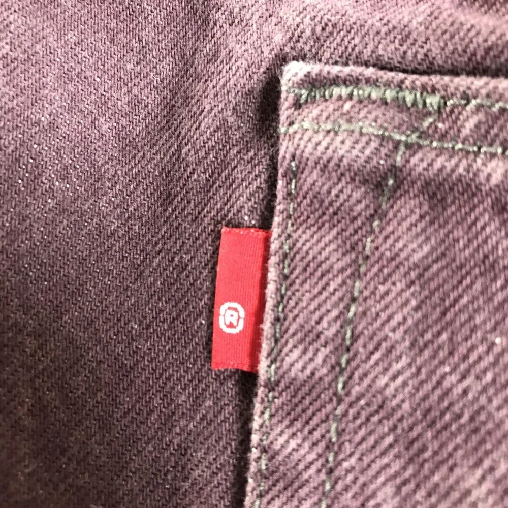 Levi's 501 Jeans Mens 38x28 Purple Straight Leg Button Fly Cone Denim Dark Wash